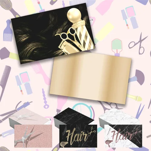 Tarjetas de visita personalizadas de doble cara | Papel mate profesional de 300 GSM para pequeñas empresas | 3.5 x 2 pulgadas Hair Salon