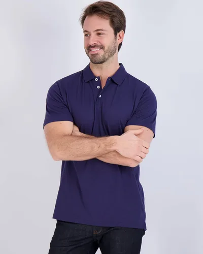 Miniatura 27 de Real Essentials Paquete de 3: Polo de manga corta de algodón para hombre, de secado rápido, transpirable, (disponible en tallas grandes y altas)