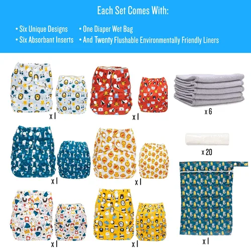 Miniatura 5 de Simple Being Pañales de tela reutilizables, doble refuerzo, talla única, lavables, suaves, absorbentes, impermeables, ecológicas, unisex, para bebé
