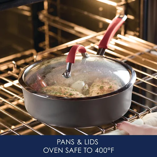 Miniatura 6 de Rachael Ray - 87630 Rachael Ray Cucina Juego de Utensilios de Cocina de Ollas y Sartenes Antiadherentes Anodizadas Duras, 12 Piezas, Gris con Asas