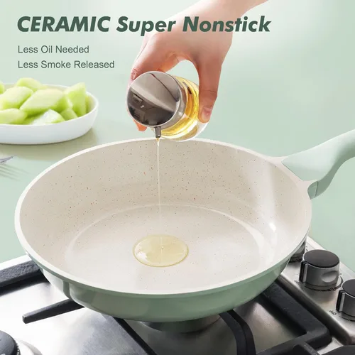 Miniatura 9 de SENSARTE - Sartén antiadherente de cerámica de 12.5 pulgadas, sartén saludable no tóxica, compatible con inducción, sartén para tortilla con mango