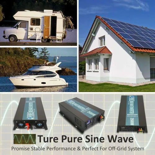 Miniatura 6 de WZRELB Inversor de corriente de onda sinusoidal pura de 2500W 48V 120V con 2 salidas de CA, inversor de coche