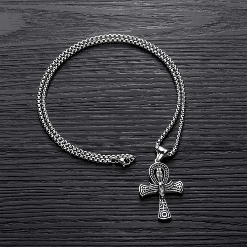 Miniatura 6 de Rehoboth Collar con colgante de cruz de Ankh copta egipcia antigua de acero inoxidable para niños mujeres y hombres cadena de 24 pulgadas