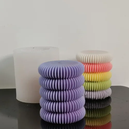 Miniatura 7 de Molde de silicona para velas de rayas de neumáticos, molde de jabón para velas de columna, fondant, molde para hornear pastel de chocolate, molde