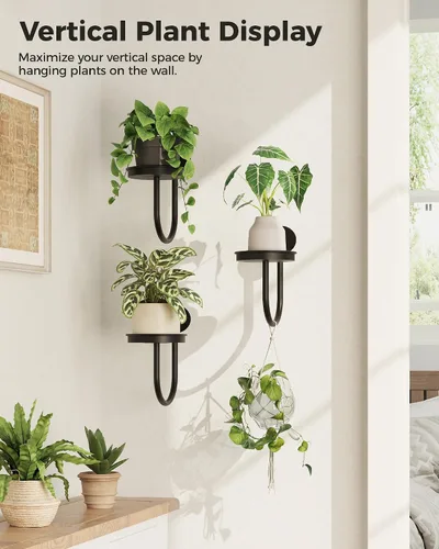 Miniatura 2 de Bamworld Macetas colgantes para plantas de interior, soporte para plantas de pared, colgador de plantas, macetas de pared para interiores, estantes