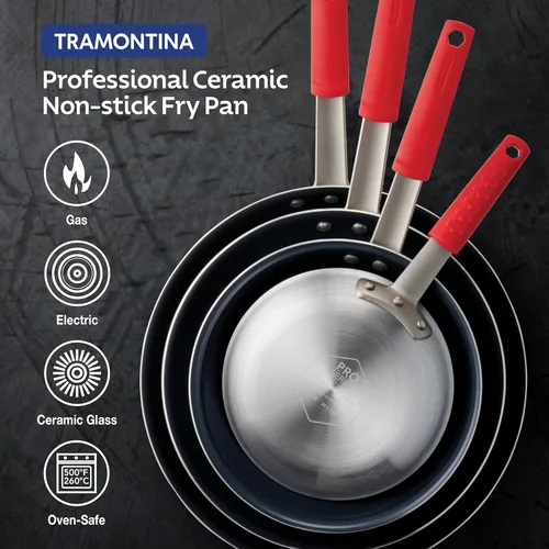 Miniatura 6 de Tramontina Sartén profesional de cerámica antiadherente grande de 12 pulgadas, sartén de aluminio de calibre pesado con revestimiento antiadherente