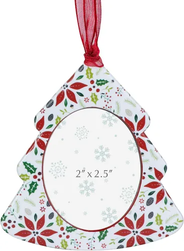 Miniatura 4 de GUOER Juego de 3 piezas de adornos de marcos de fotos de copo de nieve para árbol de Navidad, regalo conmemorativo navideño, decoración del hogar