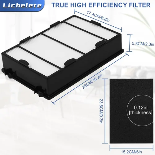 Miniatura 5 de Filtro de repuesto HAPF600 para purificador de aire Holmes HAPF600, 4 filtros + prefiltros de carbono, parte HAPF600 HAPF600D HAPF600D-U2 HAP615
