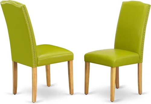 Miniatura 10 de East West Furniture ENP1T69 Encinal Parson - Juego de 2 sillas acolchadas de piel sintética negra con ribete de clavo, color negro