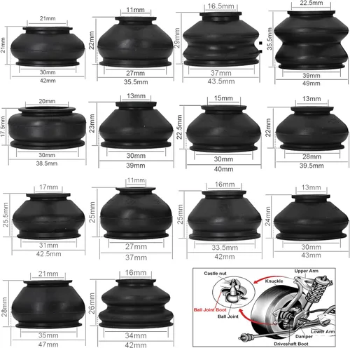 Miniatura 6 de 14 piezas de cubierta protectora de polvo de goma para brazo de varilla giratoria universal, cabeza de bola de unión para auto, accesorios