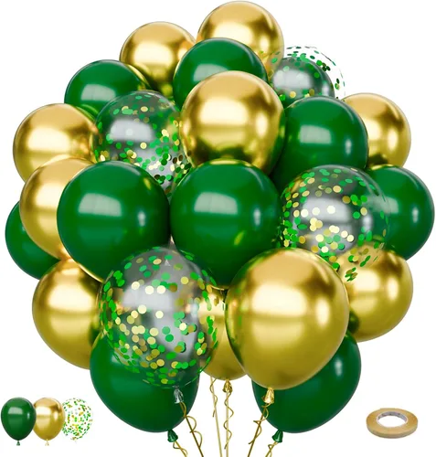 Miniatura 13 de 75 globos negros y dorados, globos de confeti negro y dorado de 12 pulgadas, globos de látex dorados para cumpleaños, Año Nuevo, boda, fiesta