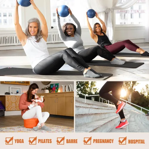 Miniatura 5 de YeuG 46 pares de calcetines de pilates para mujer - Calcetines antideslizantes para yoga, barre, hospital, descalza