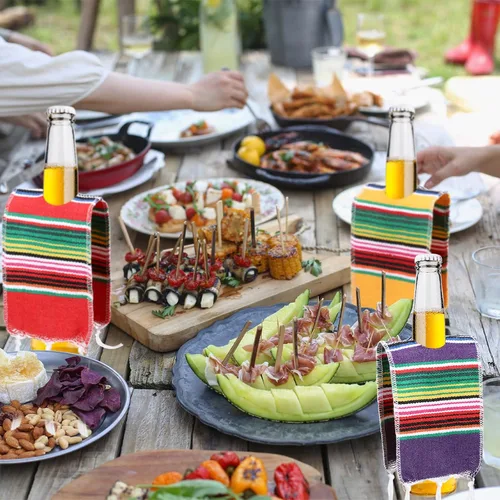 Miniatura 7 de Irenare 36 piezas de poncho de cerveza mini serapes cubiertas para botellas de Cinco de Mayo, mini tequila, varios colores, ponchos mexicanos