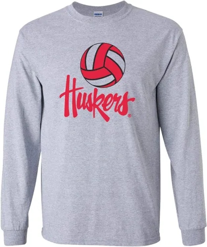 Miniatura 15 de CornBorn Elige tu diseño - Camisetas de manga larga de voleibol de Nebraska Voleibol Script Huskers - Blanco
