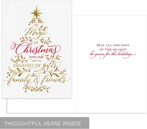 Miniatura 3 de Masterpiece Believe In The Magic Of Christmas Cards / Juego de 15 tarjetas navideñas en caja con detalles de papel de aluminio brillante y sobres