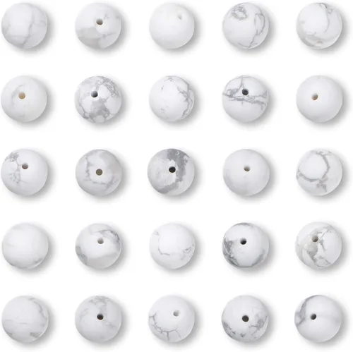 Miniatura 35 de NCB - 200 cuentas sueltas de turquesa africana de 0.15 pulgadas (4 mm) para joyería, cuentas semipreciosas naturales redondas y suaves con espaciador