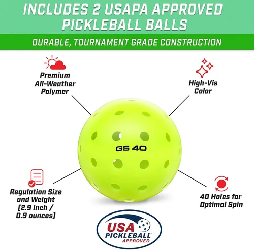 Miniatura 4 de GoSports GS1 Pickleball Paddles - Single, 2 Pack, or 4 Pack - USAPA Approved Fiberglass Pickleball Paddles Paquete de 2