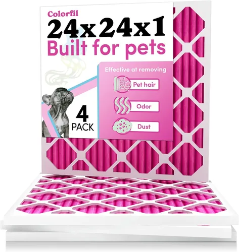 Miniatura 32 de Colorfil Filtro de aire de 14 x 20 x 1 (paquete de 4) Fabricado en los Estados Unidos Cambio de color Elimina el olor de gatos y perros MERV