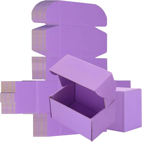 Miniatura 18 de Paquete de 25 Cajas de Envío Pequeñas Moradas de Cartón Corrugado 9x6x3 pulgadas, Caja Corrugada para Embalaje de Pequeños Negocios, Empaque