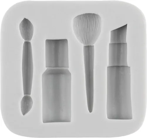 Miniatura 7 de Moldes de silicona con temática de maquillaje, moldes para fondant, para besos, labios, lápiz labial, perfume, pestañas, cepillo para decoración