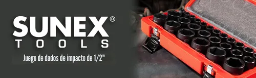 Miniatura 6 de Sunex 2645, juego de llaves de impacto de 1/2 pulgada, 26 piezas, métricas, 10 mm-36 mm, acero de aleación CR-MO, diseño de esquina radio, estuche