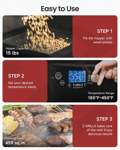Miniatura 5 de Z GRILLS Parrilla de pellets de madera 2026 y ahumador con controlador PID V3.0, 459 pies cuadrados en área de cocina, sonda de carne, estante