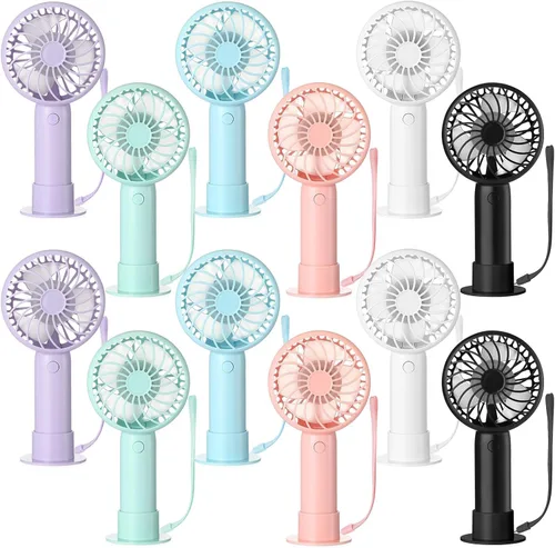 Miniatura 27 de Tujoe Mini ventilador de mano potente de 3 velocidades, ventilador personal pequeño portátil recargable con base USB para mujeres, maquillaje