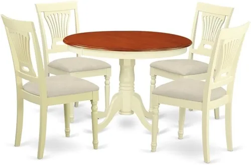 Miniatura 8 de East West Furniture HLPL3-BCH-W Hartland - Juego de cocina de 3 piezas que contiene una mesa redonda con pedestal y 2 sillas de comedor, 42 x 42