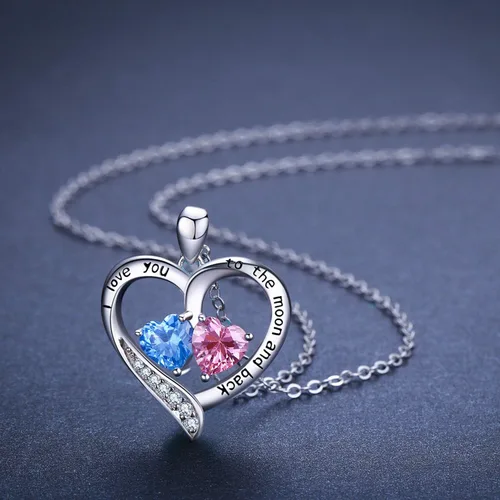 Miniatura 2 de Cuoka Collar de plata de ley 925 con texto en inglés "I Love You to The Moon and Back