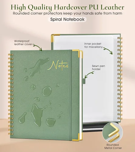 Miniatura 3 de Cuaderno en espiral de tapa dura de 8.5 x 11 pulgadas, cuadernos A4 grandes y bonitos para mujeres y hombres, cuaderno rayado a rayas
