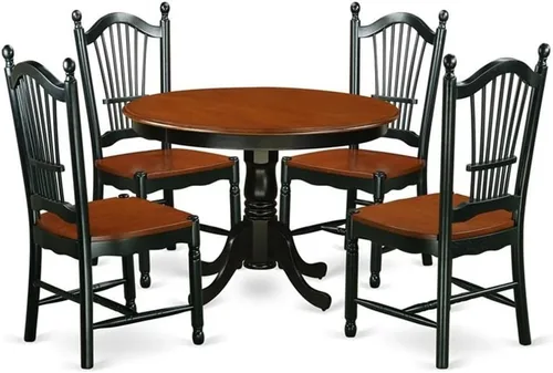 Miniatura 11 de East West Furniture HLDO3-MAH-W Juego de mesa y sillas de cocina de 3 piezas contiene una mesa de comedor redonda con pedestal y 2 sillas