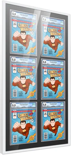 Miniatura 118 de Marco de cómic con paspartú para 8 CGC, CBCS o PGX Graded Comics - Marco de cómic blanco para cómics de 8.125 x 13 pulgadas Marco blanco