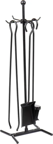 Miniatura 7 de Mind Reader Juego de herramientas para chimenea, póker, cepillo para cenizas, pala de pala, soporte, hierro forjado y acero, 6.25" de largo x 6.25