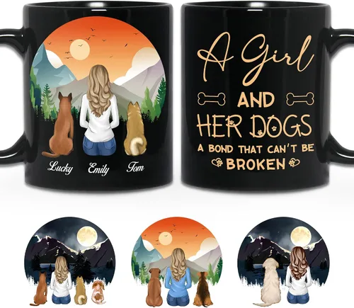 Miniatura 25 de WHIDOBE Taza personalizada de perro (niña – perro) personalizada de 11 onzas, 15 onzas con avatares, nombres, razas – Taza «Dog Mom» para mujeres
