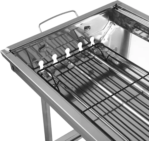 Miniatura 7 de Parrillas de carbón portátiles, brocheta de cordero plegable para jardín, patio, fiesta, picnic, viajes, hogar, cocina al aire libre, 28 x 13 x 27