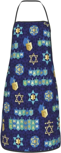 Miniatura 15 de Delantal de Hanukkah feliz ajustable para cocinar, babero de cocina para cocinar