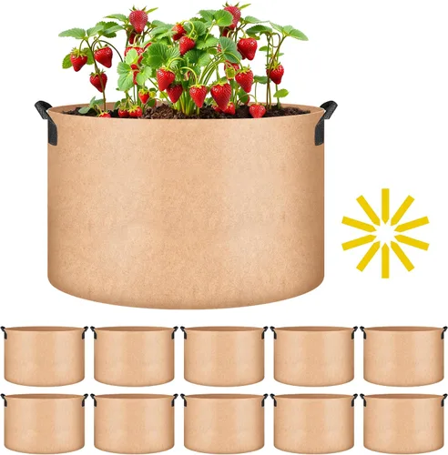 Miniatura 30 de iPower Paquete de 10 bolsas de 3 galones para plantas de tela no tejida gruesa resistente para cultivo de papas, contenedor duradero con aireación