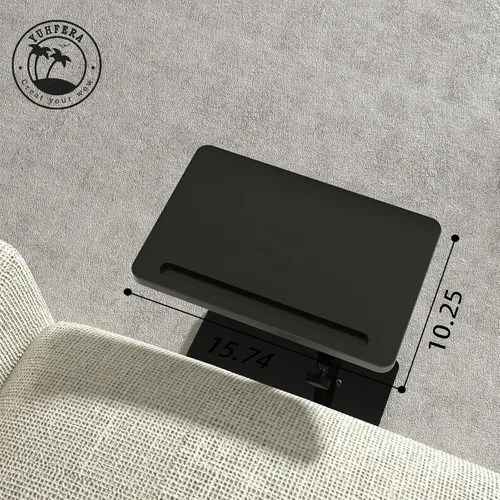 Miniatura 3 de YUHFERA Mesa de Bandeja Giratoria de 360° para Brazo de Sofá - Mesa Auxiliar Ajustable en Altura para Cama o Silla con Ranuras para Teléfono