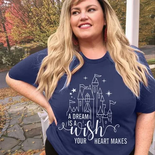 Miniatura 3 de A Dream is a Wish Your Heart Makes Camisa de talla grande para mujer, divertida camiseta con estampado de letras de castillo, regalo inspirador