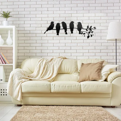 Miniatura 6 de Ferraycle Arte de pared de pájaro de metal, pájaros en rama con hojas, letrero de metal para colgar en la pared para balcón, jardín, decoración