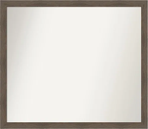 Miniatura 327 de Amanti Art Espejo de pared personalizado no biselado (24 x 27 pulgadas), marco estrecho de nogal chipre - varios tamaños personalizados - Espejo