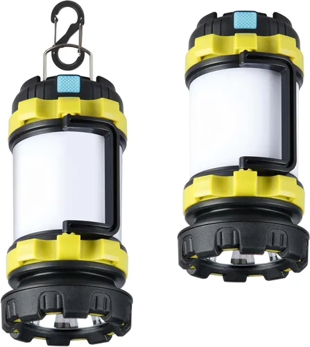 Miniatura 12 de Paquete de 2 linternas de campamento, luz LED para acampar al aire libre, linternas recargables con 1000 lm, 6 modos, banco de energía de 4000 mAh