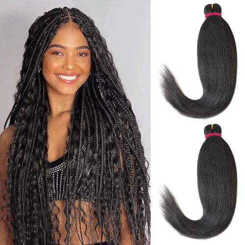 Miniatura 19 de Leeven 26 pulgadas, 2 paquetes de cabello trenzado color lila claro preestirado, cabello trenzado lavanda preestirado, extensiones de cabello