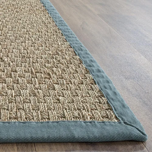 Miniatura 5 de SAFAVIEH Alfombra de Área 8x10 - Colección de Fibra Natural - Grande - Natural y Azul Claro, Hierba Marina, Patrón de Tejido de Canasta (NF114M)