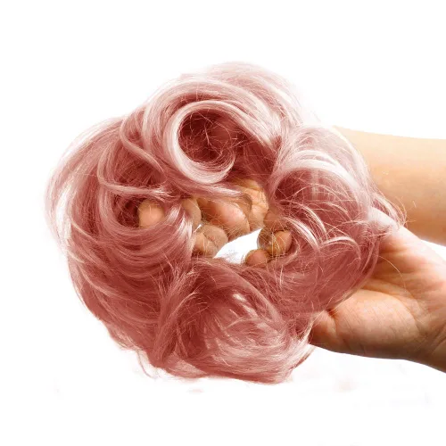 Miniatura 11 de Bella Hair - Rodete de extensión de cabello 100 % humano para banda elástica, extensión de cola de caballo ondeada, rizada o desordenada #2 Marrón