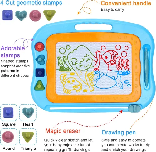Miniatura 2 de BABLOCVID - Pizarra magnética para dibujar, juguetes para niños pequeños para niños y niñas, pizarra de garabatos borrable de 15 pulgadas