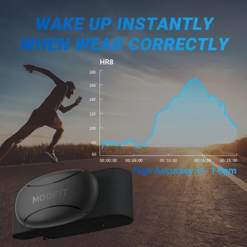 Miniatura 5 de moofit HR8 Heart Rate Monitor Chest Strap, Low Energy Real-Time Heart Rate Data Bluetooth 5.0/ANT+, Longer Communication Range, IP67 Waterproof