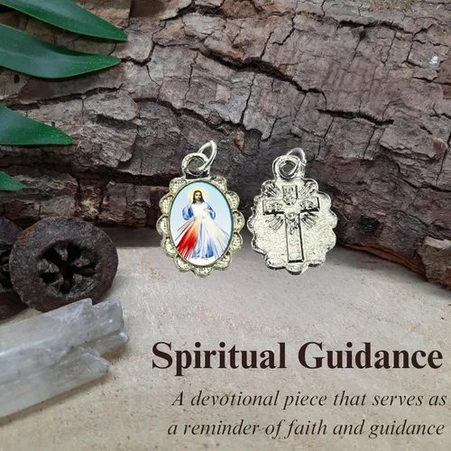 Miniatura 7 de Catholica Shop Colgante de medalla pequeña en tono plateado para ropa religiosa católica - Jesús, María y Santos, paquete de 6