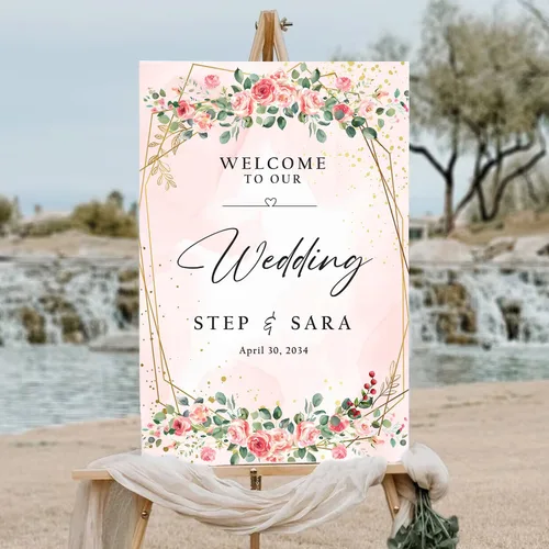 Miniatura 18 de Letrero personalizado de bienvenida de eucalipto a nuestra boda, letreros de bienvenida de boda con soporte, letrero de boda al aire libre, soportes