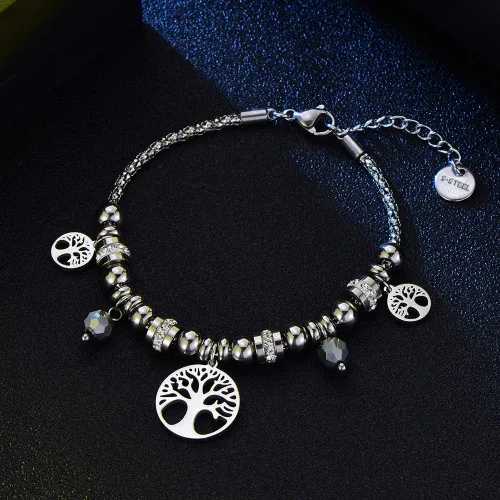 Miniatura 6 de Pulseras elásticas para mujer pulsera de cristal de acero inoxidable para niñas pulsera elástica de regalo para amigas cristal Sin gemas
